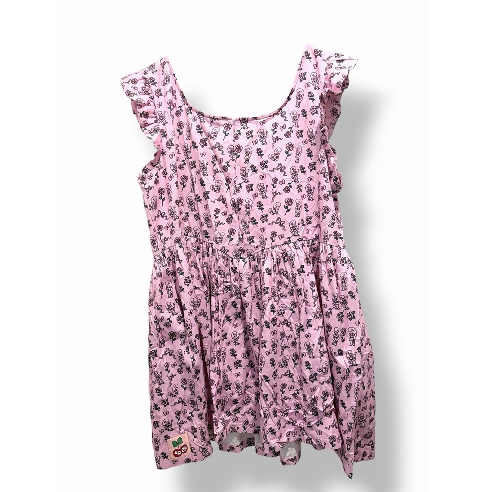 Lazy Oaf Curve Dress Size 18 Pink Cartoon Print Ruffle Sleeve Mini Dress NWT - Picture 9 of 16